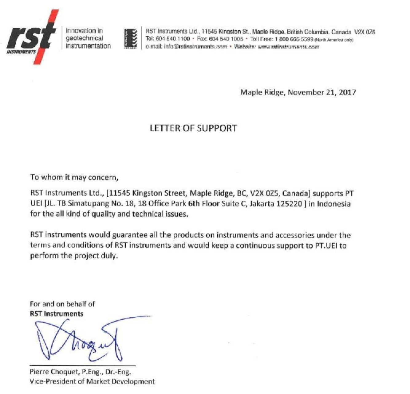 Support Letter RST